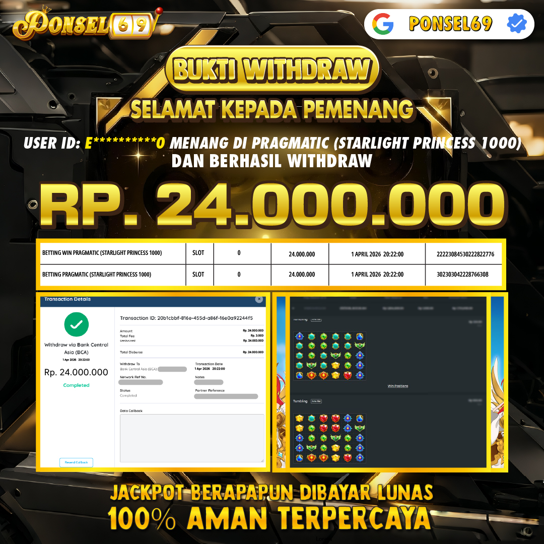 BUKTI WITHDRAW Pragmatic (Sweet Bonanza 1000) - PONSEL69