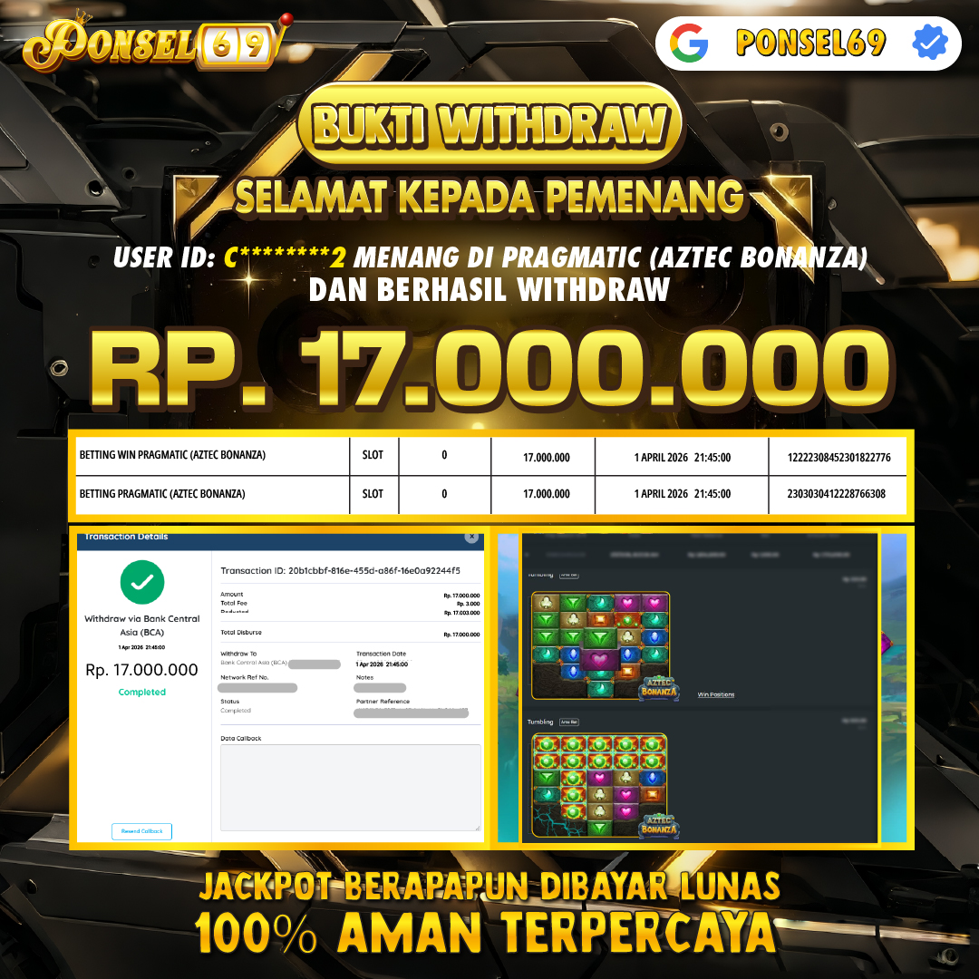 BUKTI WITHDRAW Pragmatic (Aztec Bonanza) - PONSEL69