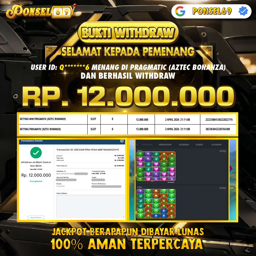 BUKTI WITHDRAW Pragmatic (Aztec Bonanza) - PONSEL69
