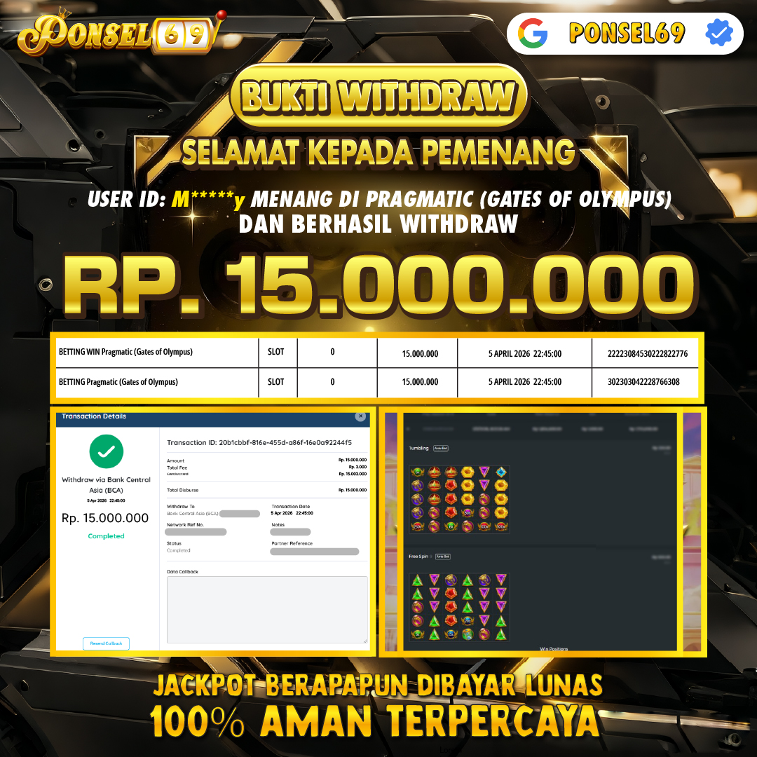 BUKTI WITHDRAW  Pragmatic (Gates of Olympus) - PONSEL69