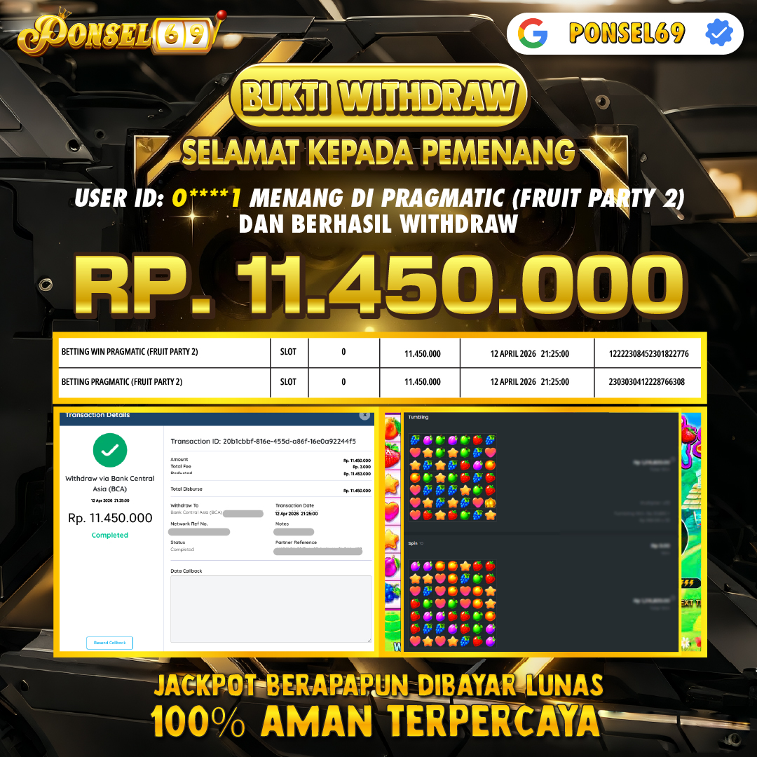 BUKTI WITHDRAW Pragmatic (Fruit Party 2) - PONSEL69