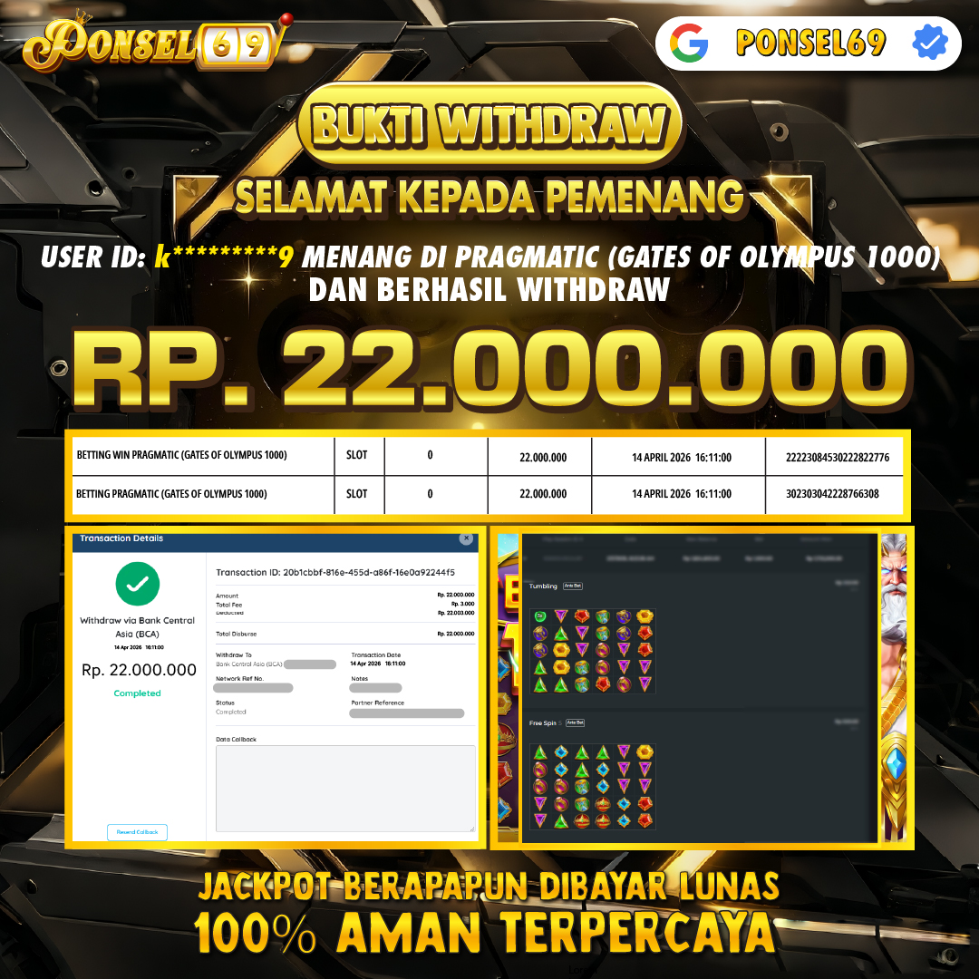 BUKTI WITHDRAW Pragmatic (Gates of Olympus 1000) - PONSEL69