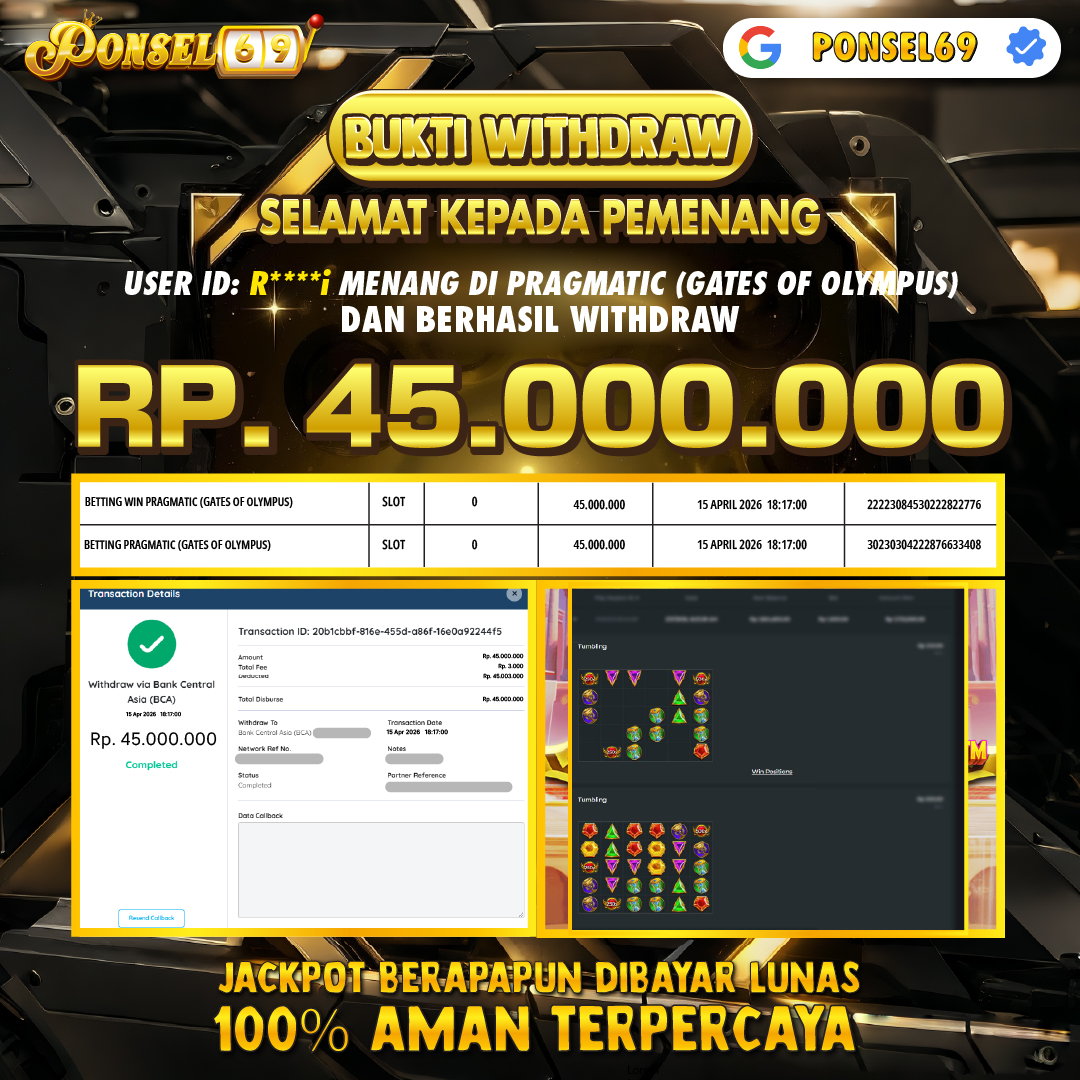  BUKTI WITHDRAW Pragmatic (Gates of Olympus) - PONSEL69