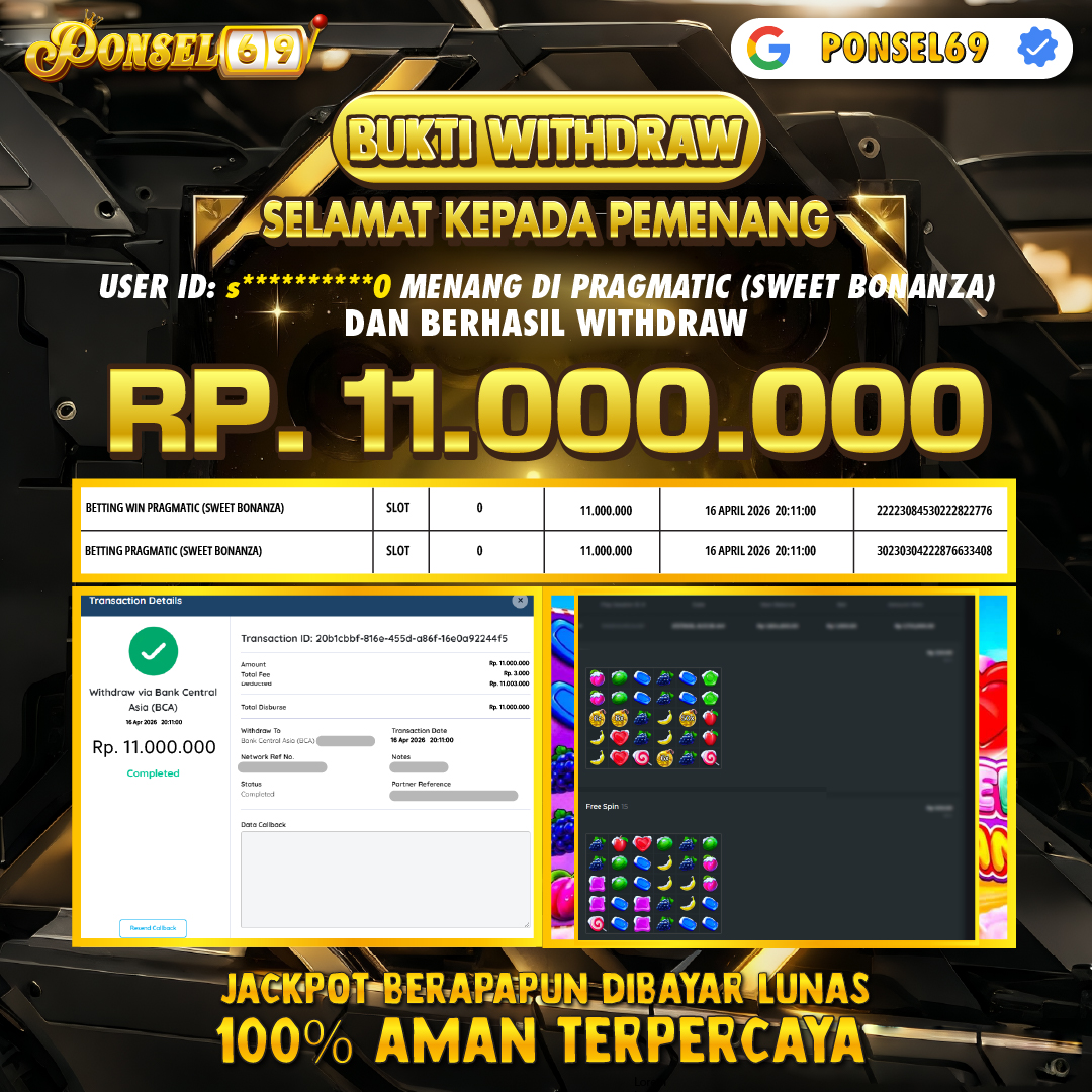  BUKTI WITHDRAW Pragmatic (Sweet Bonanza) - PONSEL69