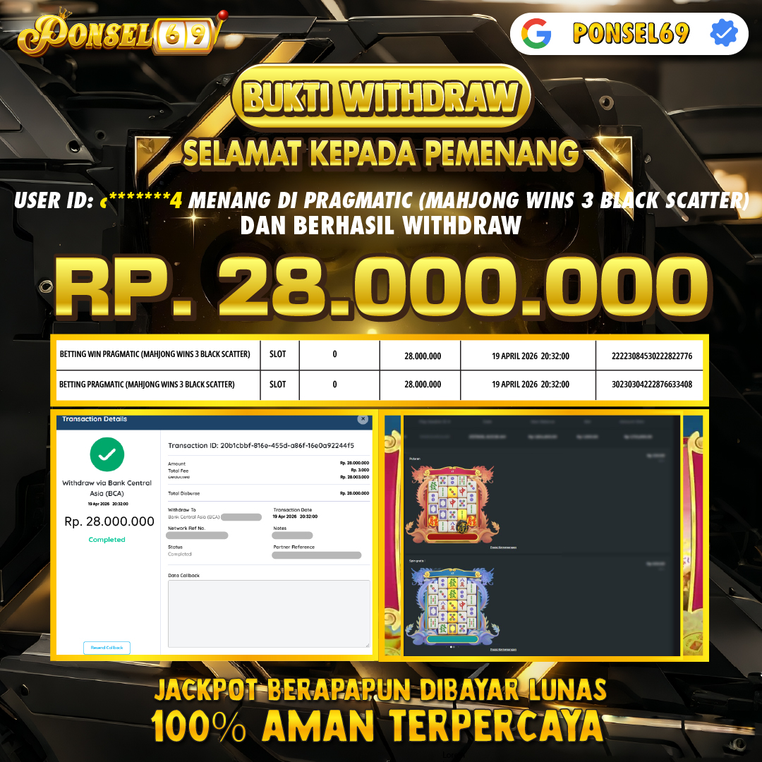  BUKTI WITHDRAW Pragmatic (Mahjong Wins 3 - Black Scatter) - PONSEL69
