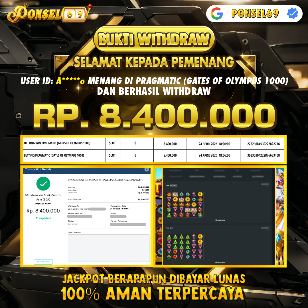 BUKTI WITHDRAW Pragmatic (Gates of Olympus 1000) - PONSEL69