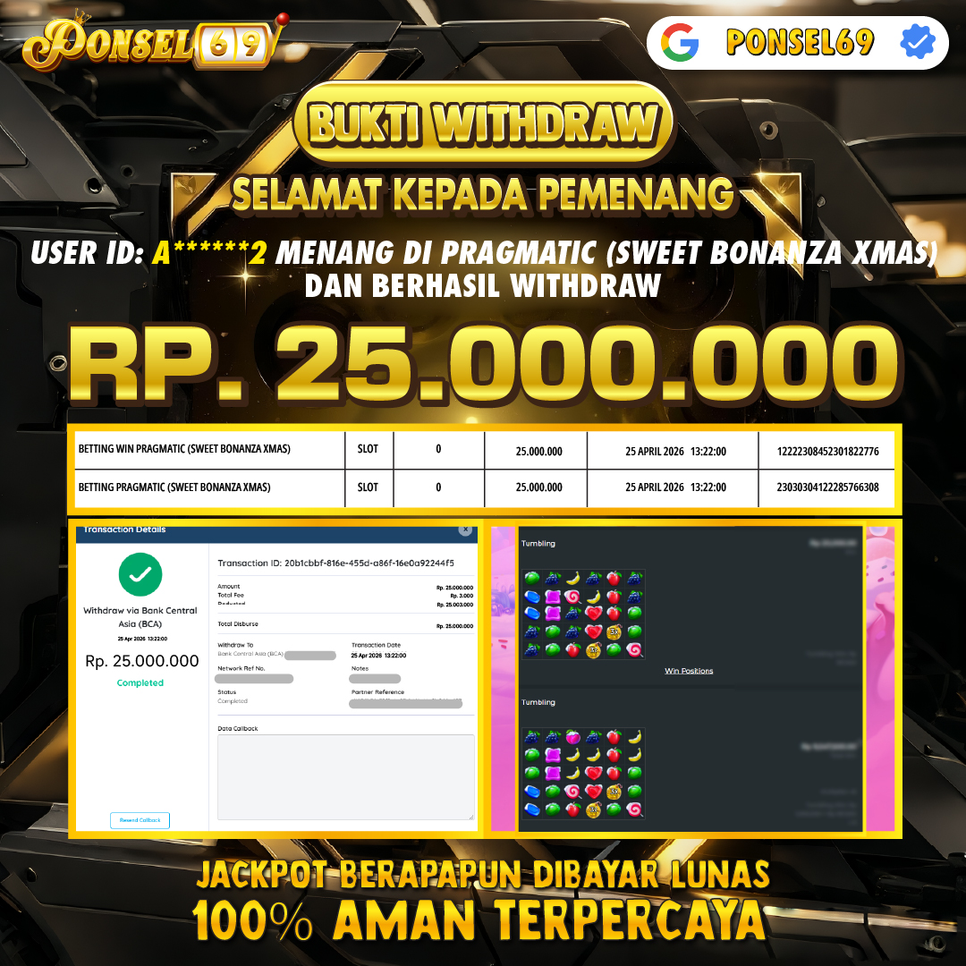 BUKTI WITHDRAW Pragmatic (Sweet Bonanza Xmas) - PONSEL69